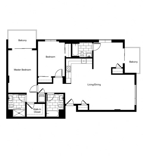 Floor plan for 3 beds, 3 baths, 1363 sqft